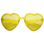 yellow color therapy glitter heart sunglasses